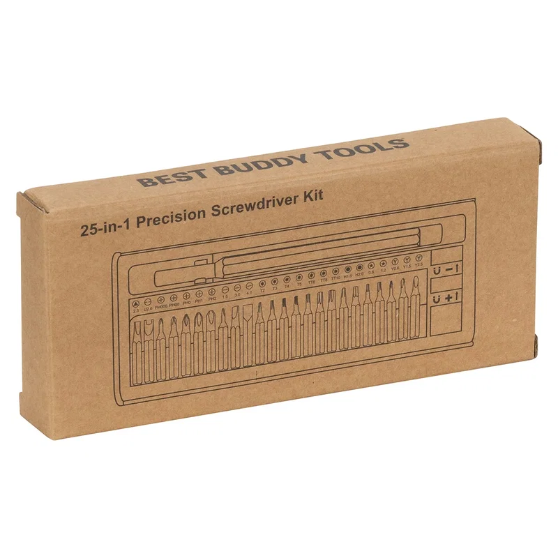 Best Buddy Tools 25-in-1 Precision Screwdriver Kit shown in its retail packaging