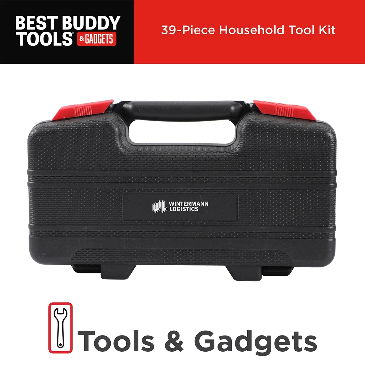 Branded Best Buddy Tools Household Tool Kit opened to show all 39 pieces
