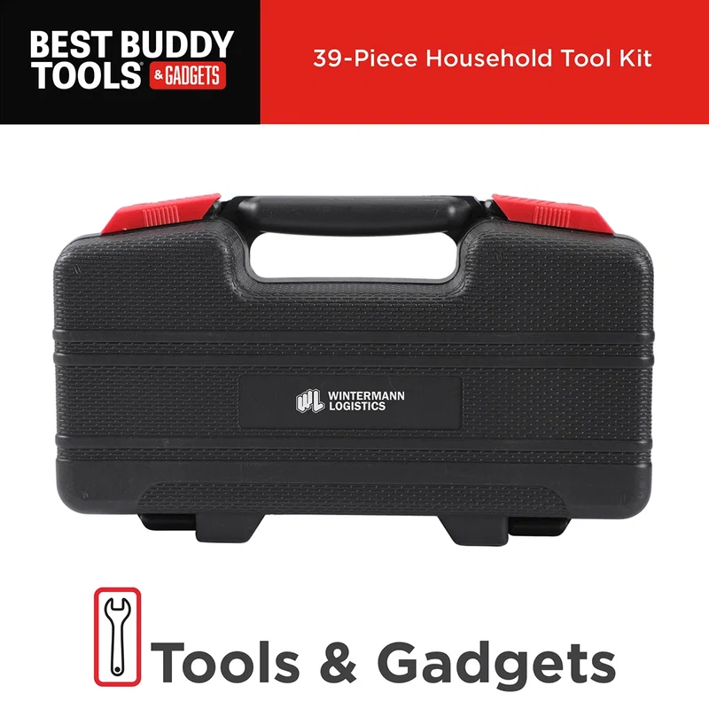 Branded Best Buddy Tools Household Tool Kit opened to show all 39 pieces