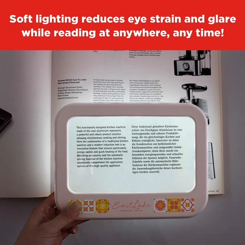 Back view of the Best Buddy Tools 3X Full-Page LED Lighted Magnifier