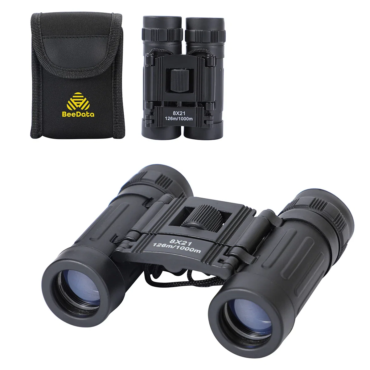 Custom Best Buddy Tools 8x21 Compact Pocket Binocular, front view of the branded binoculars