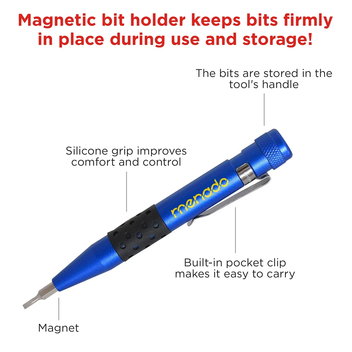 Best Buddy Tools 9-in-1 Screwdriver, angled side view showing the compact handle