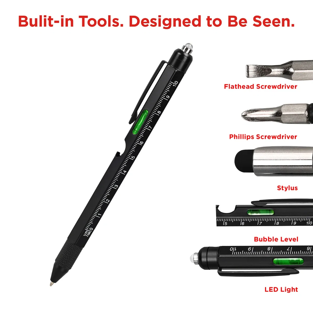 Side profile of the Best Buddy Tools 9-in-1 Multi-Tool Pen