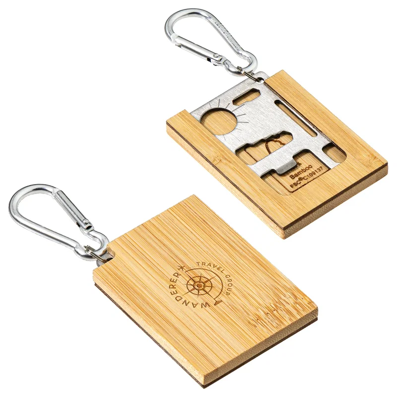 Custom Best Buddy Tools Bamboo Multi-Tool, front view of the branded carabiner tool