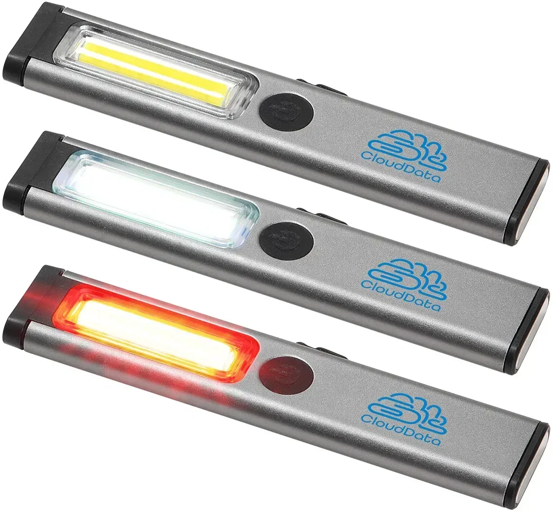 Promotional Beam COB pocket light showing the magnetic base sticking to metal