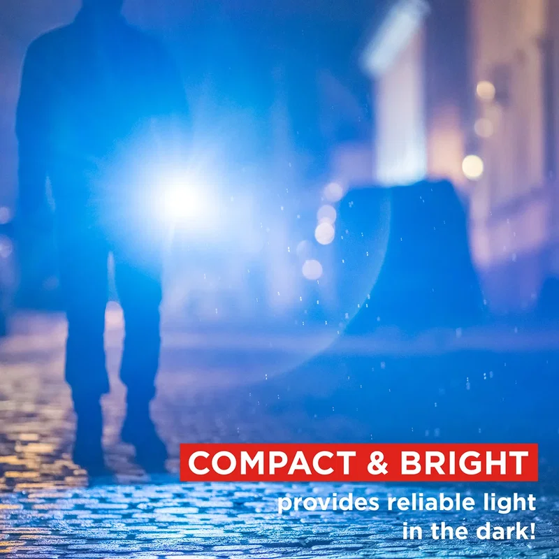 Lifestyle shot of the LED key light providing bright illumination while walking at night