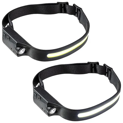 Best Buddy Tools Comet custom branded sensor headlamp worn on the head, front view