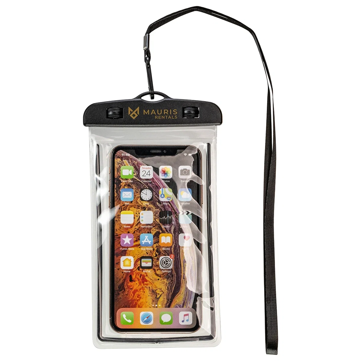 Best Buddy Tools Coral IPX8 Waterproof TPU Phone Pouch holding a smartphone, shown in use