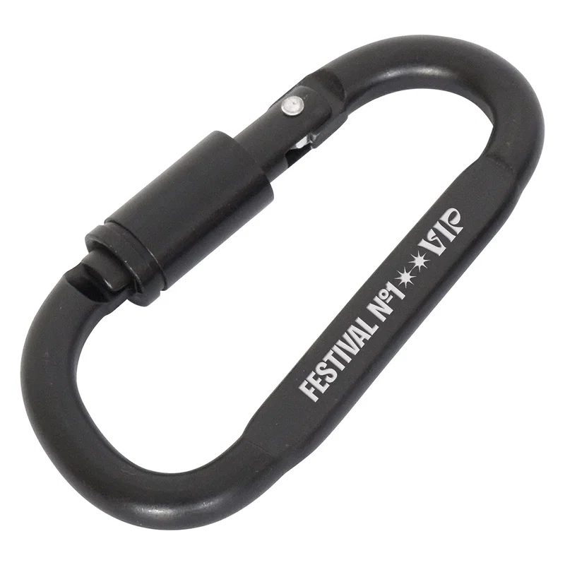Best Buddy Tools D-Ring Carabiner clipped to a belt loop, promotional carabiner in use