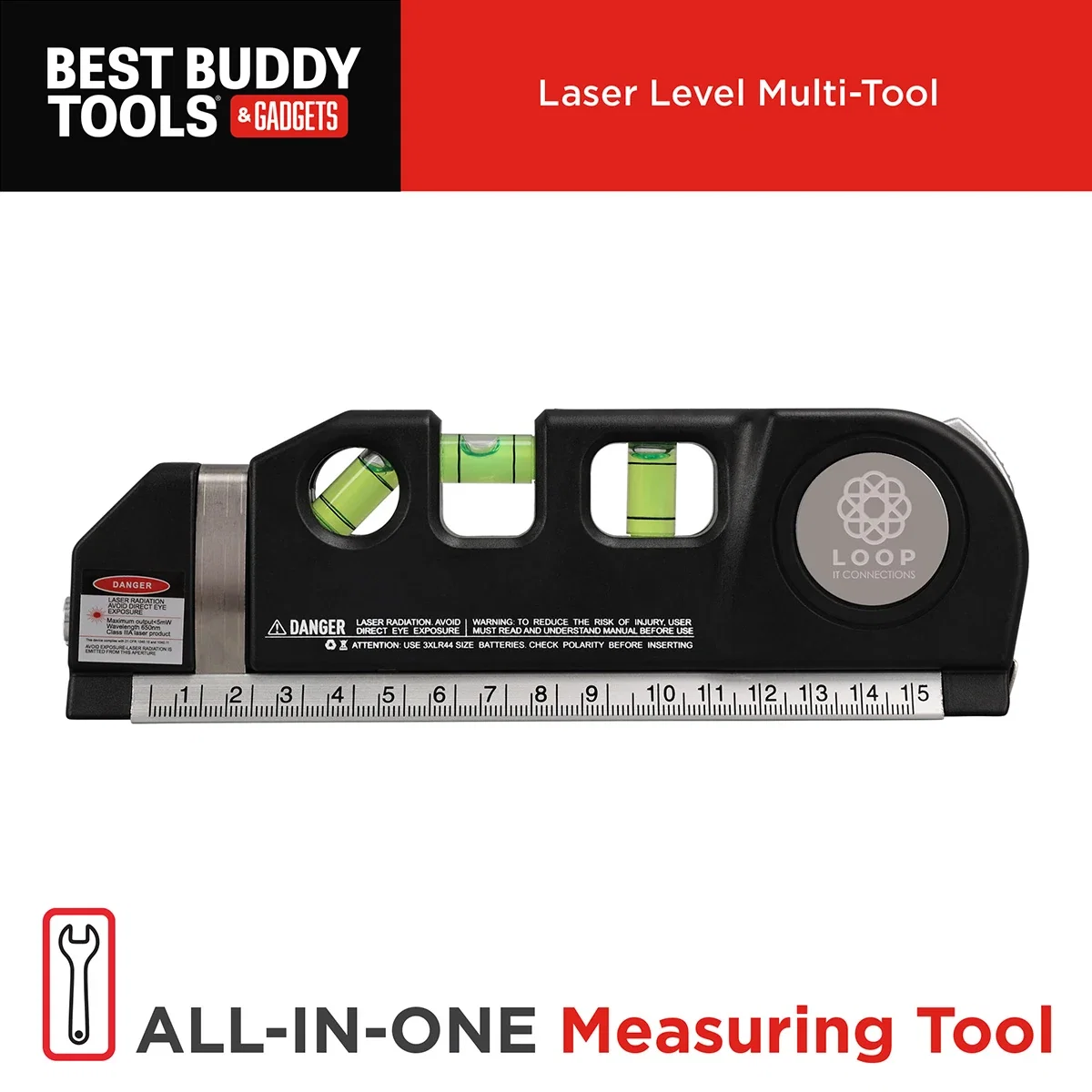 Close-up of the Best Buddy Tools Laser Level's beam alignment window