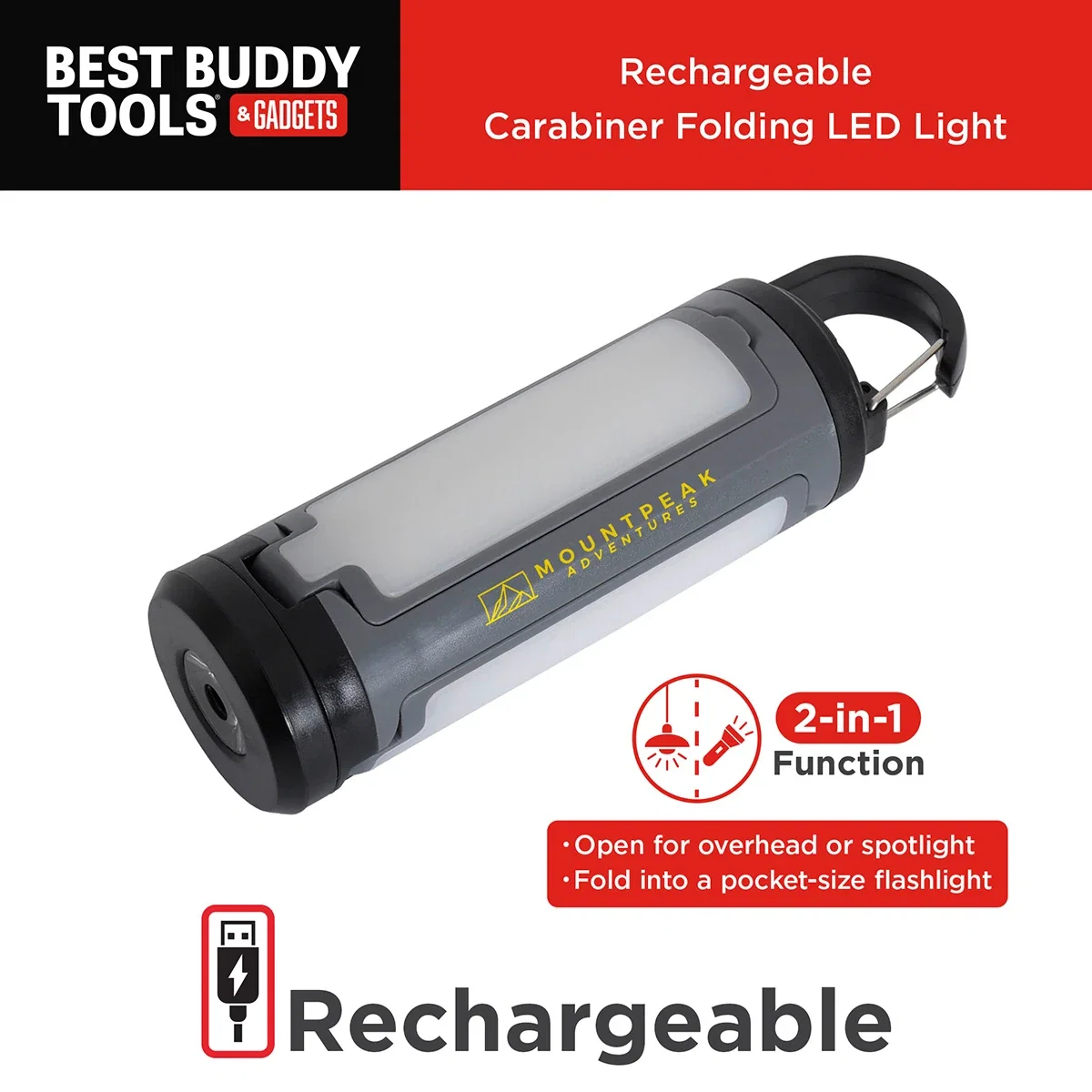 Side profile of the custom Best Buddy Tools folding LED light