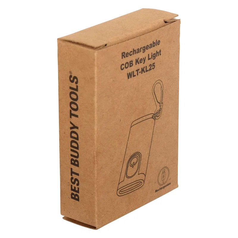 Retail packaging for the custom Best Buddy Tools Rechargeable COB Key Light