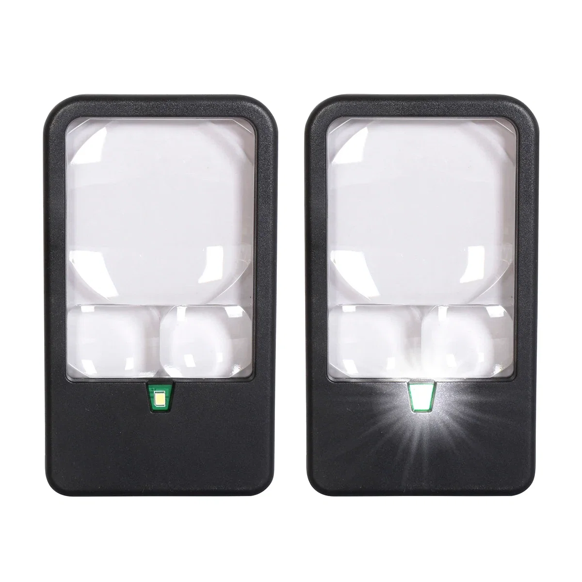Rechargeable LED Pocket Magnifier held in hand reading small print, lifestyle shot