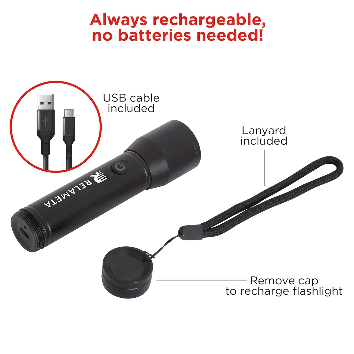 Side profile of the custom Best Buddy Tools Rechargeable Super Beam Aluminum Flashlight