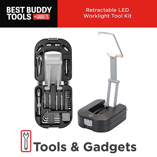 Best Buddy Tools 30-piece custom branded tool kit with retractable LED worklight