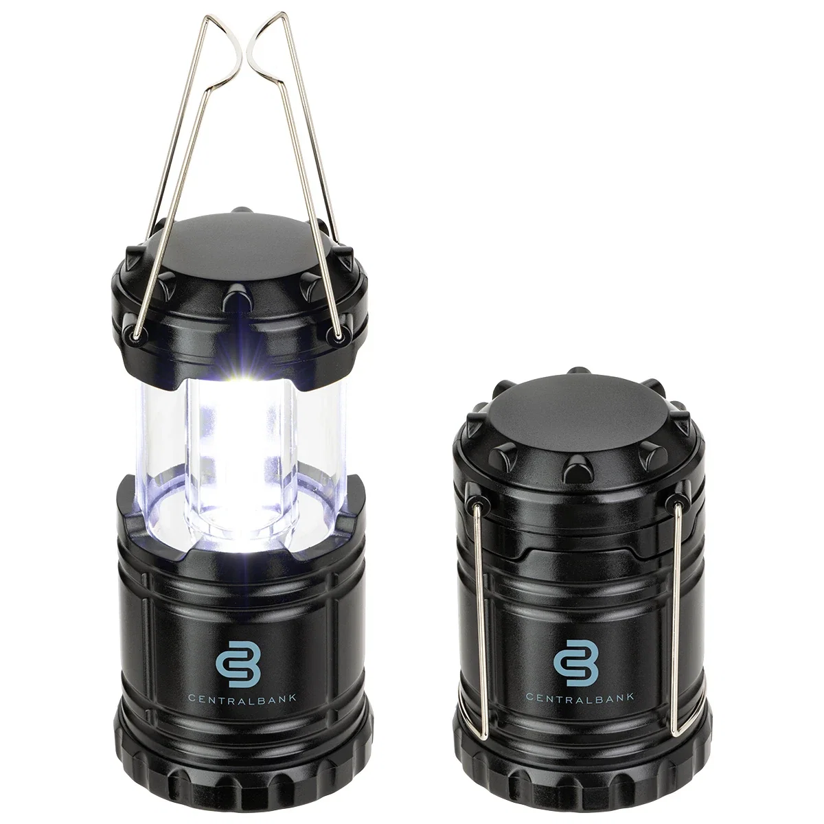 Custom Best Buddy Tools Retro Pop Up Lantern, front view of the branded COB lantern