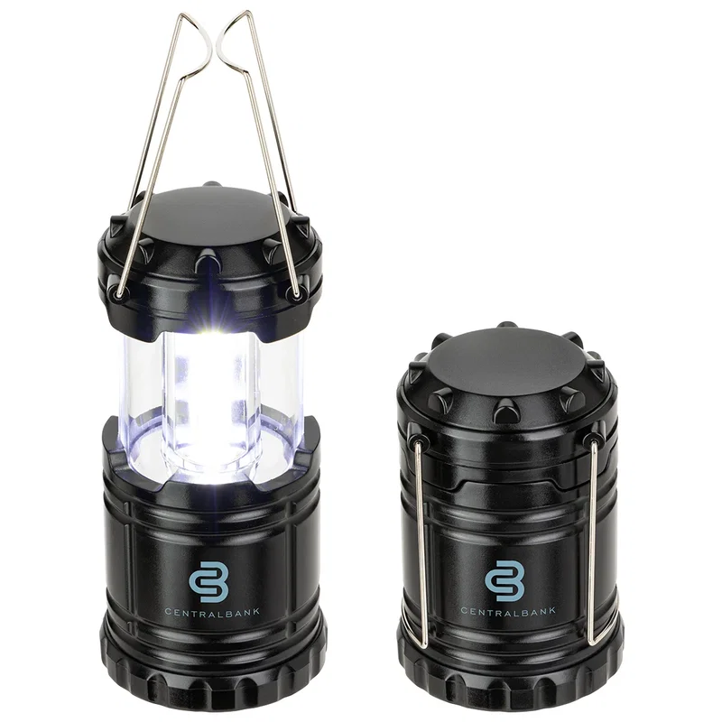 Custom Best Buddy Tools Retro Pop Up Lantern, front view of the branded COB lantern