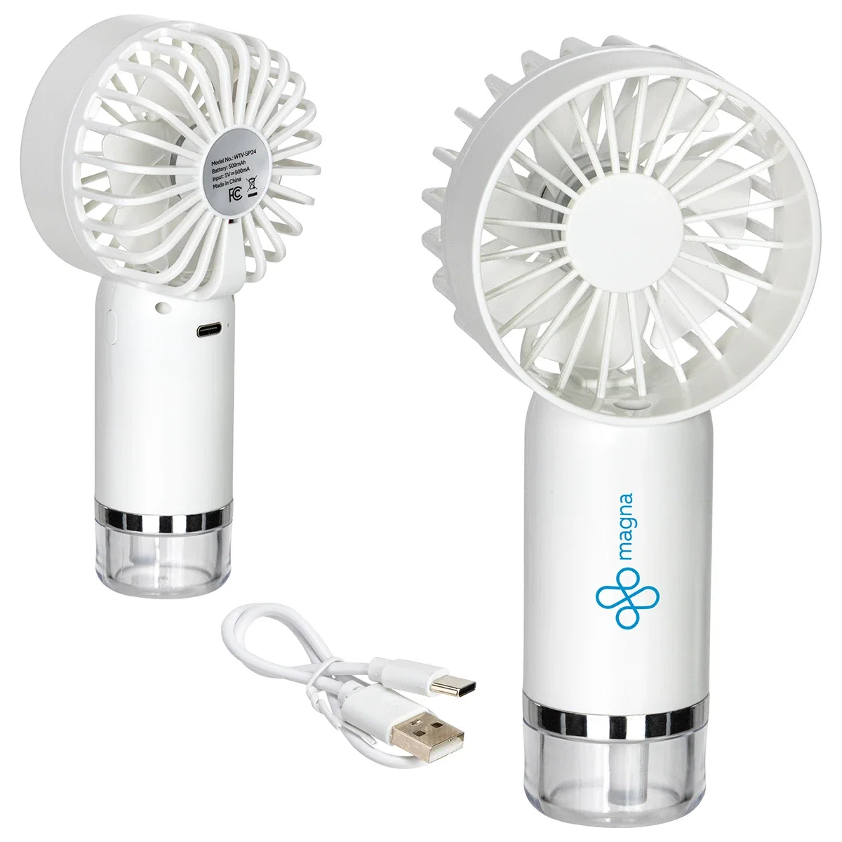 Custom Best Buddy Tools Spritz handheld misting fan, front view of the branded fan