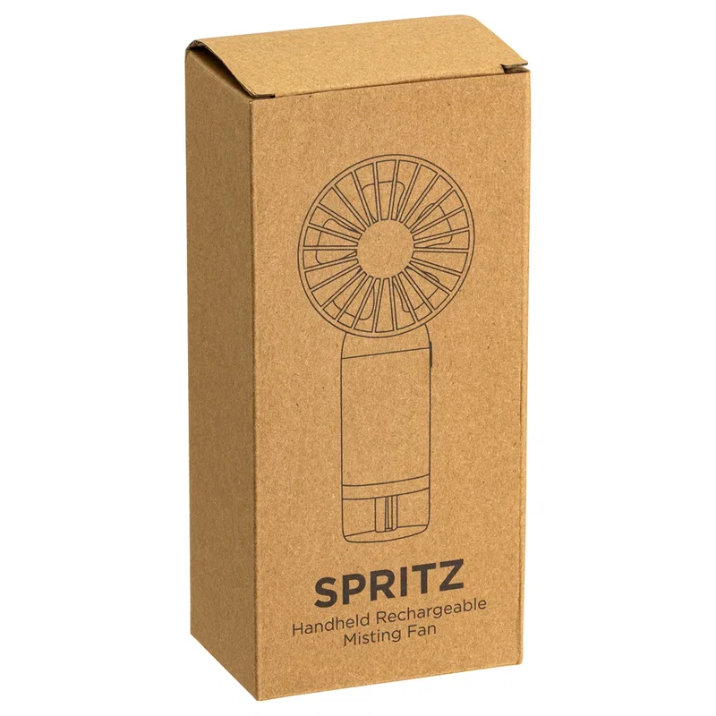Retail packaging for the Best Buddy Tools Spritz handheld rechargeable misting fan