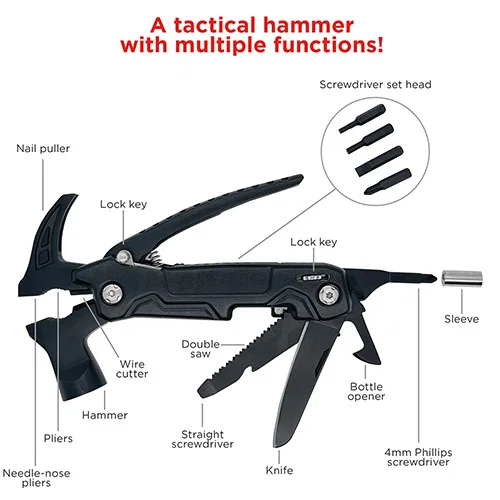 Close-up of the Best Buddy multi-tool hammer branded imprint on the handle