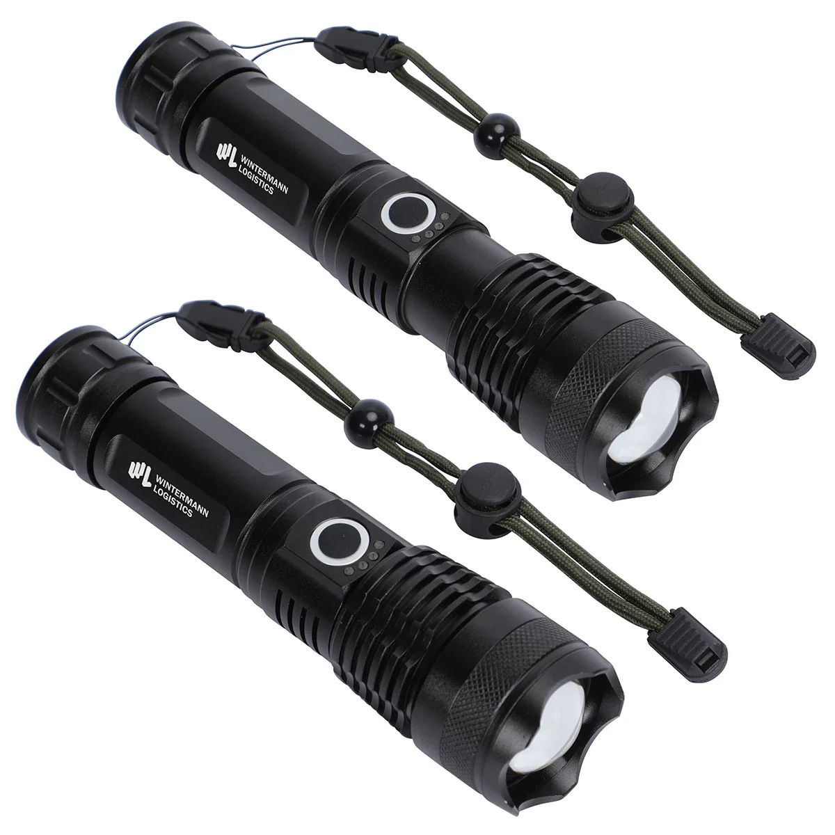 Best Buddy custom telescopic flashlight held in the palm, close-up view