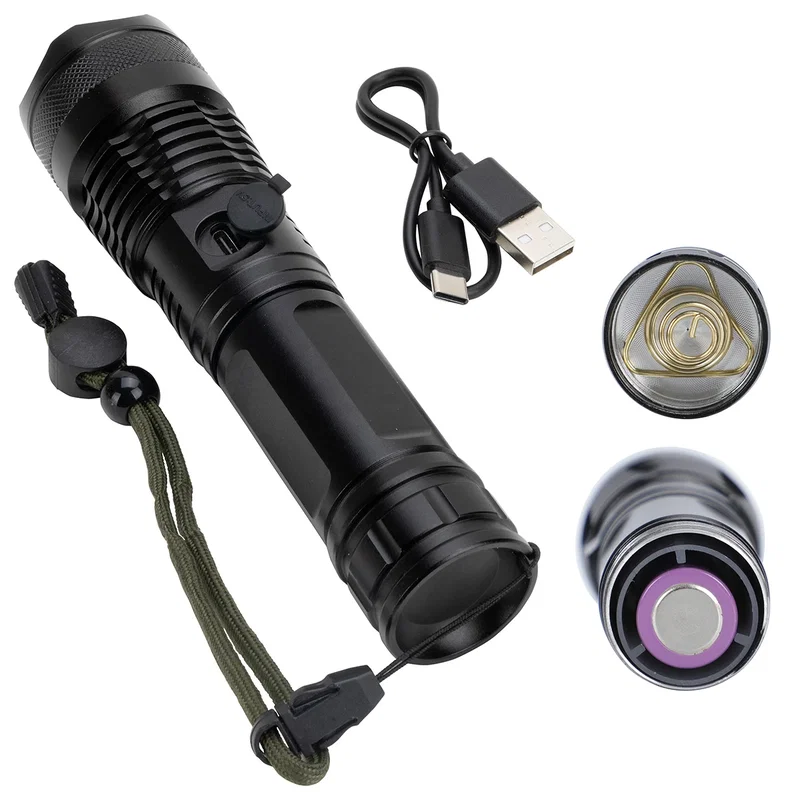 Best Buddy Zoom branded flashlight casting a 500-lumen spotlight beam