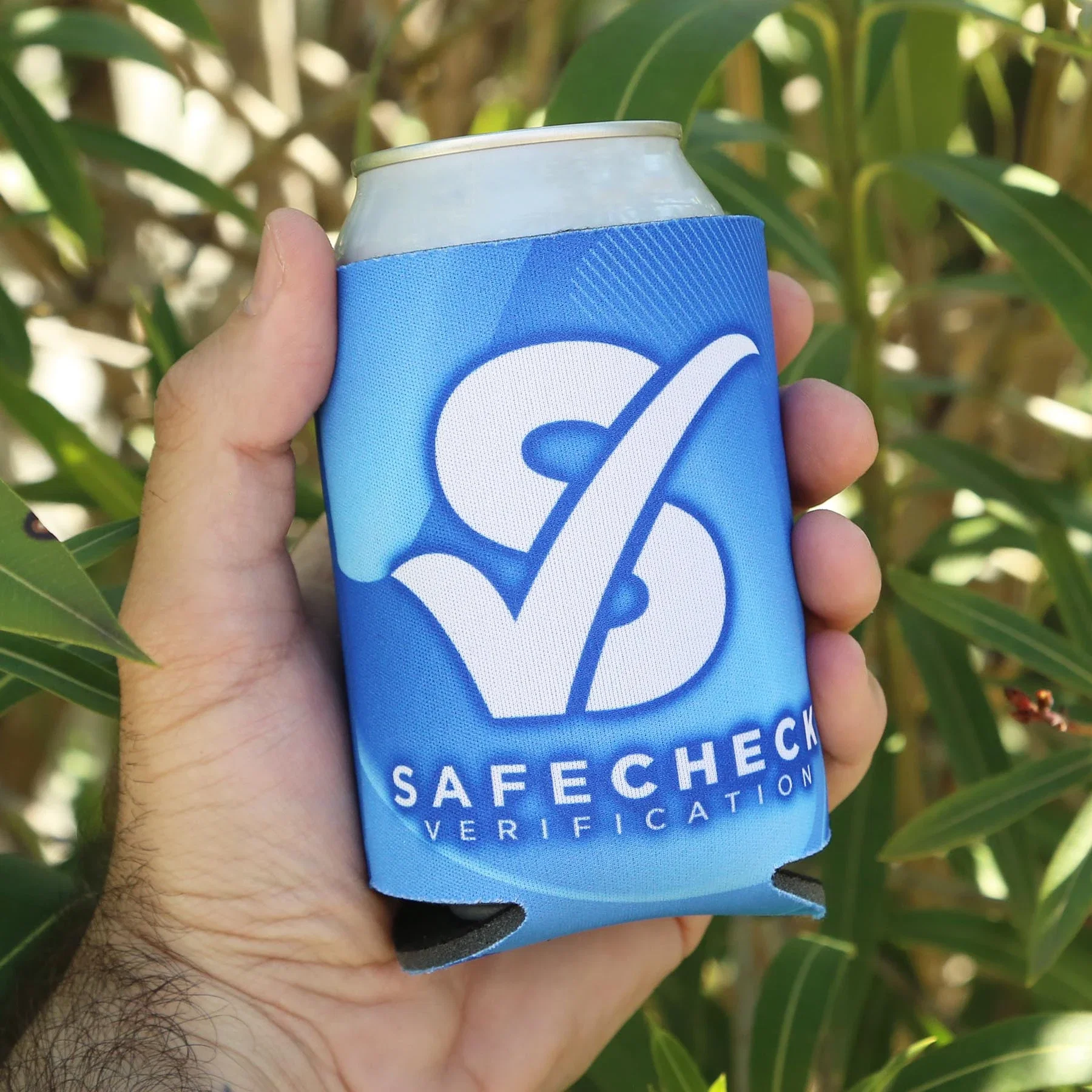 Best Ever Recycled Can Cooler held in hand