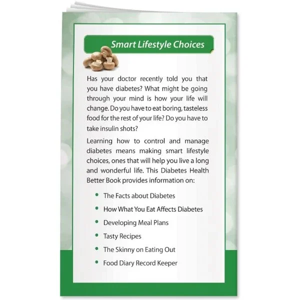 Diabetes Meal Planner booklet interior recipes for breakfast, lunch and dinner