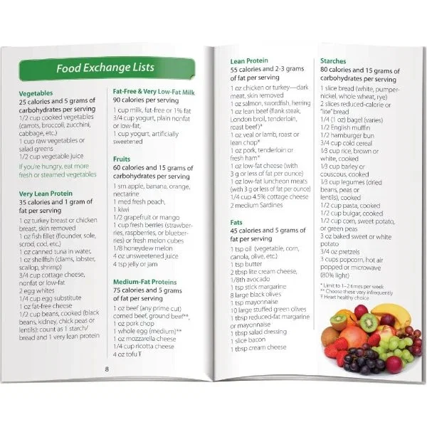 Diabetes Meal Planner booklet food exchange lists and meal-planning pages