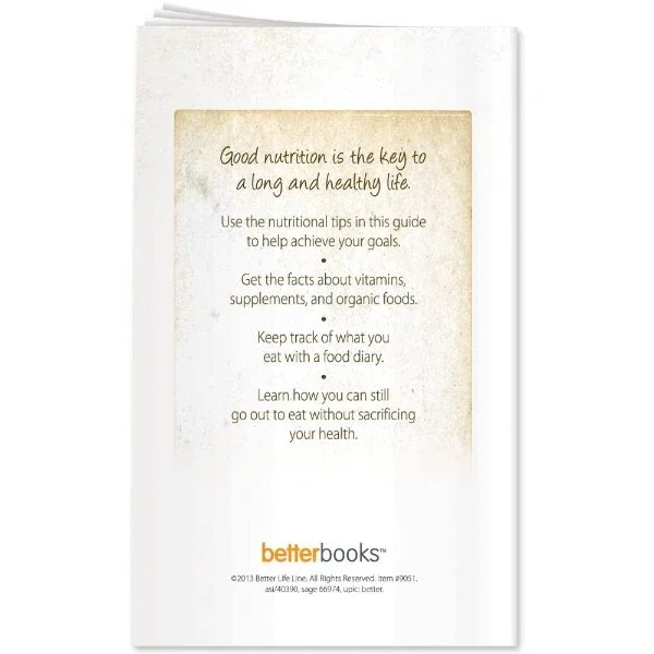 Good Nutrition Guide Booklet open to inside pages with healthy-eating tips and food choice guidance