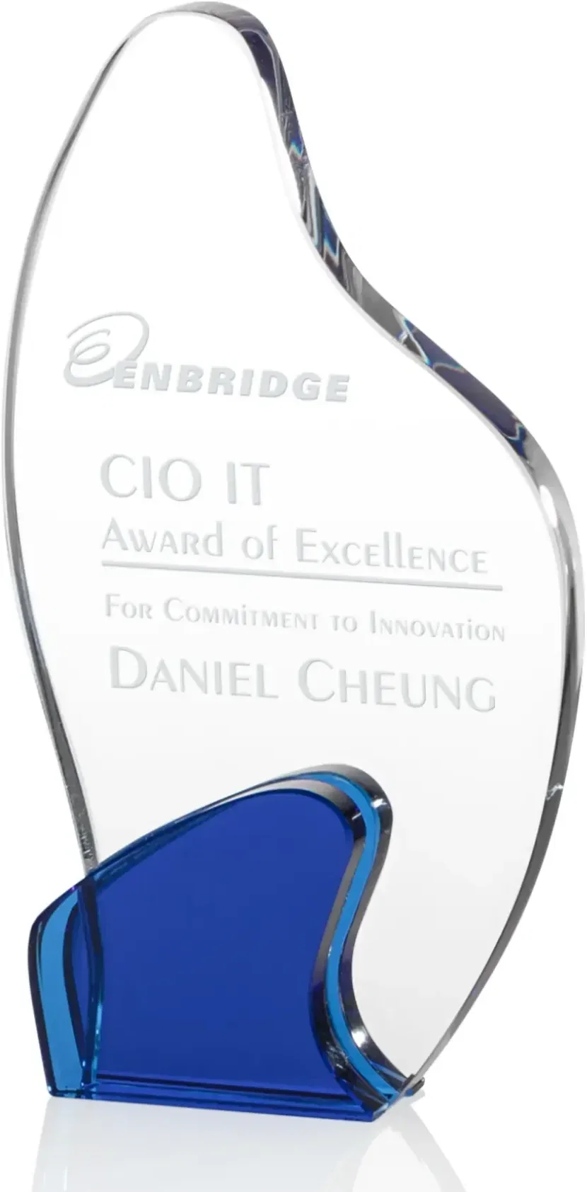 Bevan Custom Crystal Award with Blue Base (8"/9") — view 3