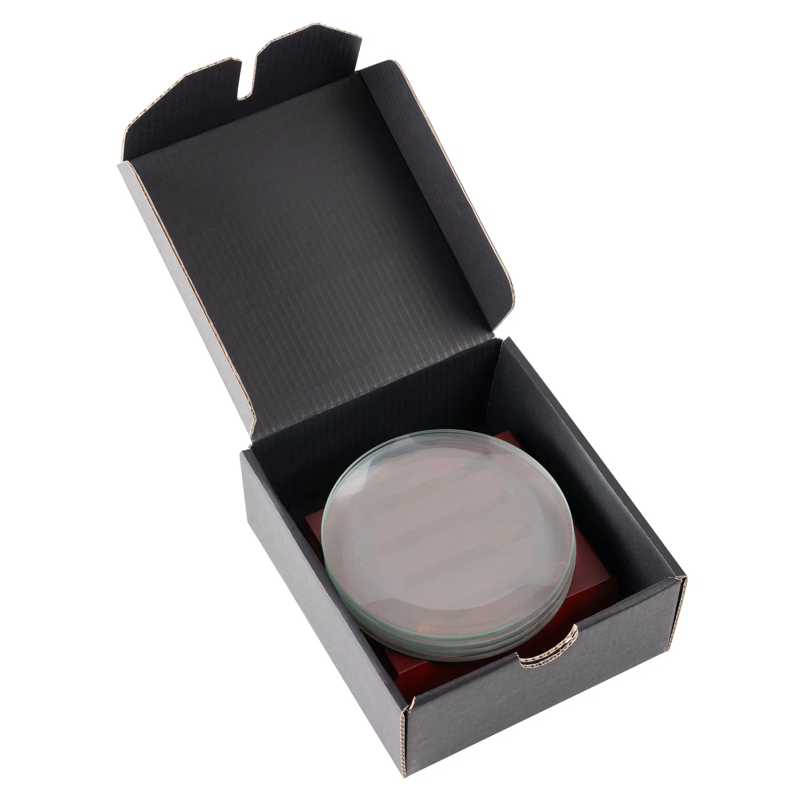 Beveled Glass Coaster Set with a Wooden Base — view 4