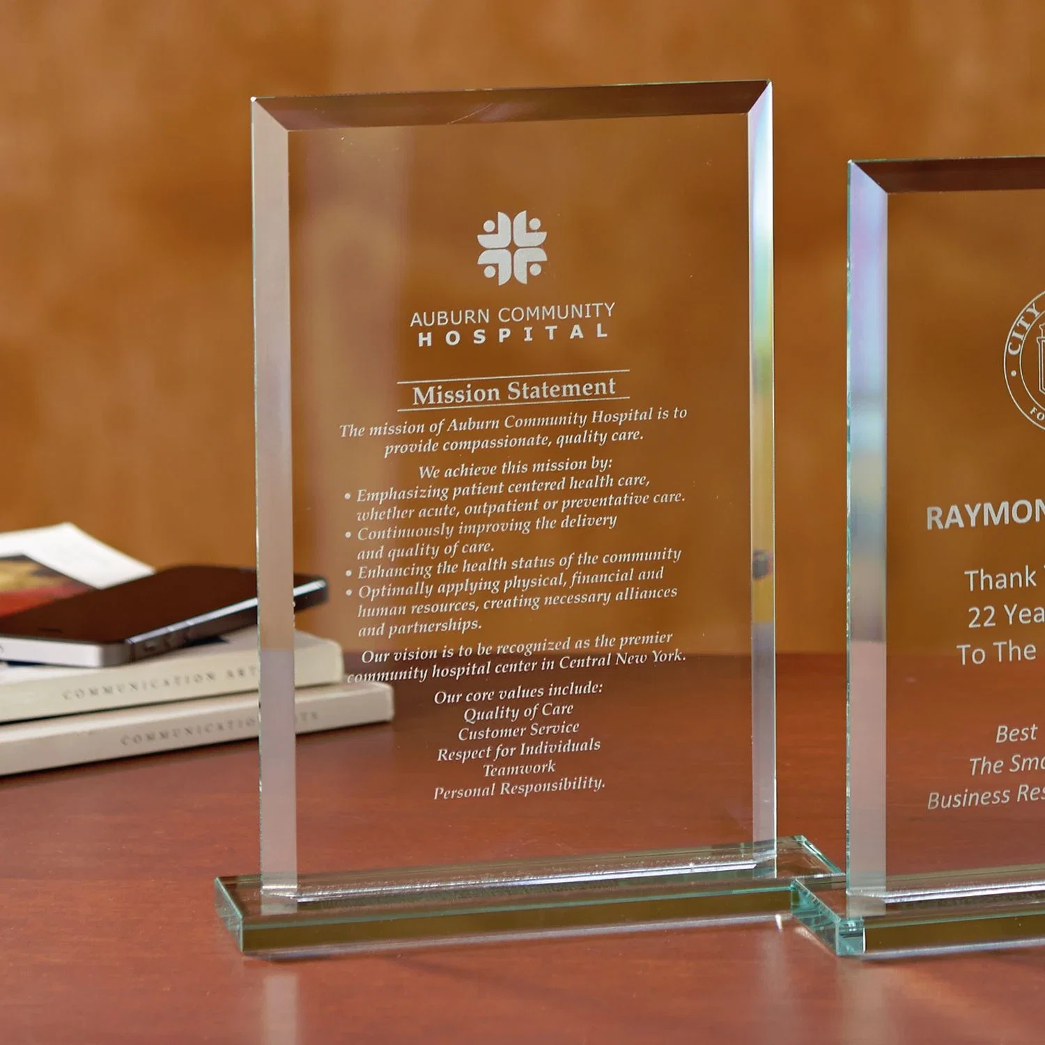 Beveled Rectangle - Large Award — Clear — view 2