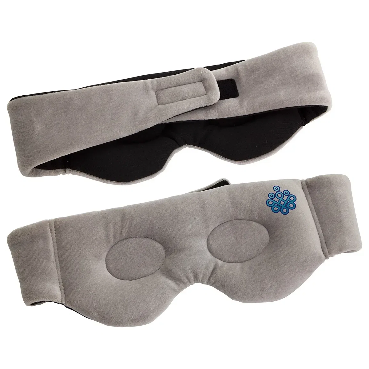 BeWell flaxseed heat therapy eye mask worn, branded relaxation giveaway lifestyle shot