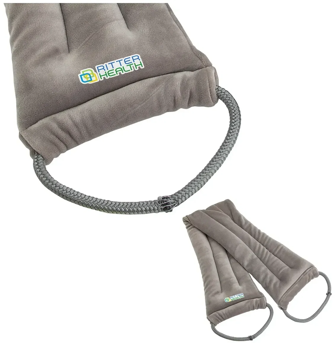 Custom logo BeWell heat therapy neck pad, flaxseed fill texture close-up