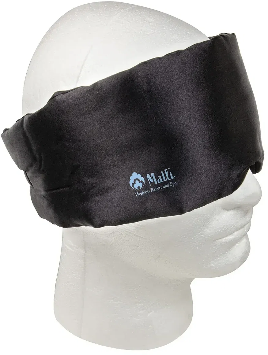 BeWell promotional satin sleep mask, angled view showing soft eye padding