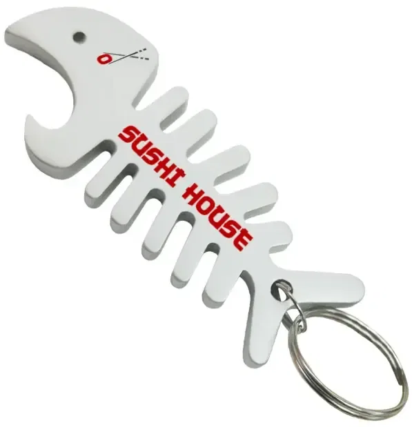 Big Fish Bone Bottle Opener & Cord Winder Keychain — view 2