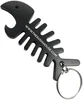 Big Fish Bone Bottle Opener & Cord Winder Keychain in Black