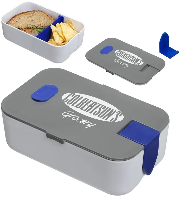 Big Munch custom branded microwave-safe lunch box with logo area on the lid