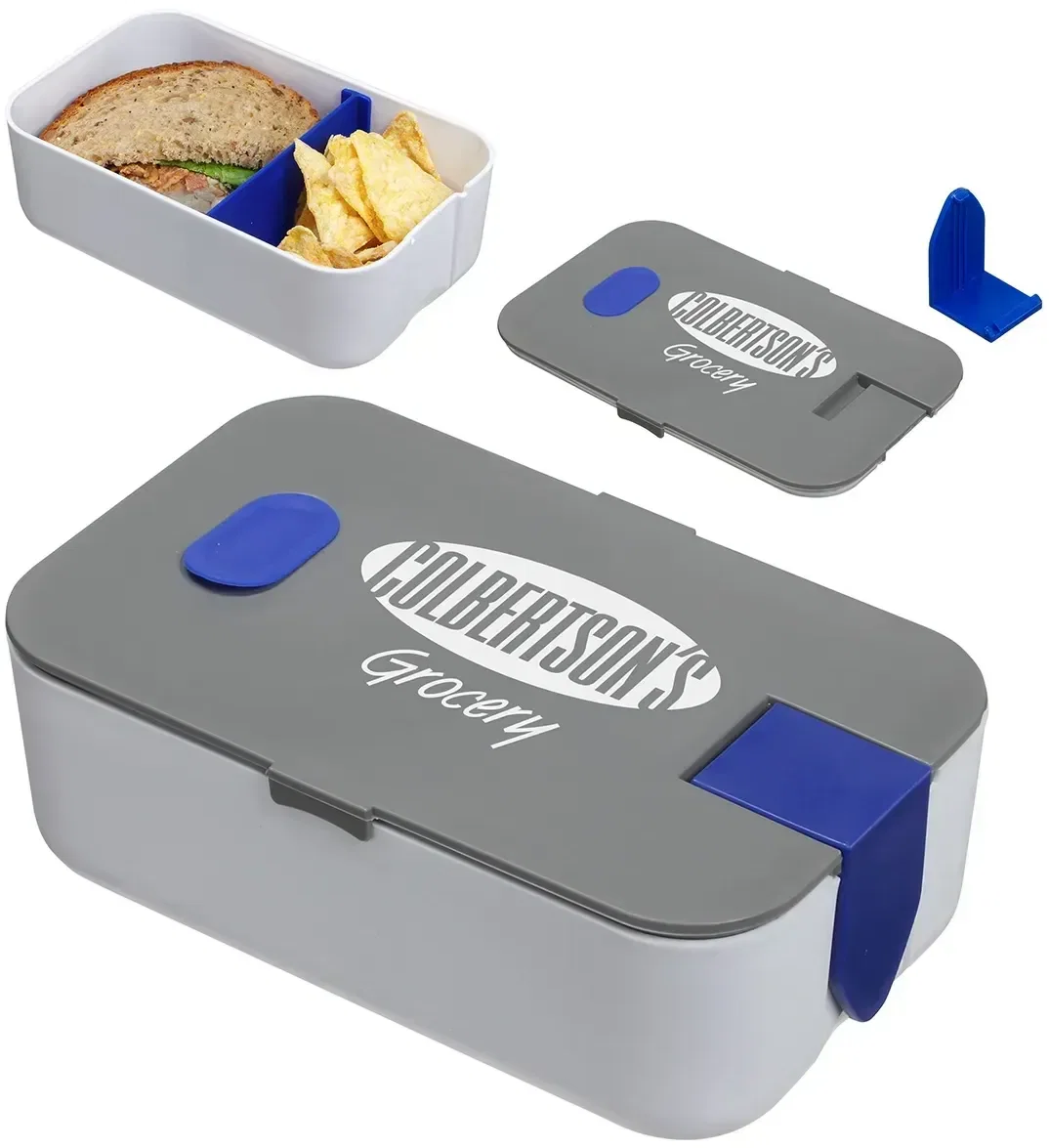 Big Munch custom branded microwave-safe lunch box with logo area on the lid
