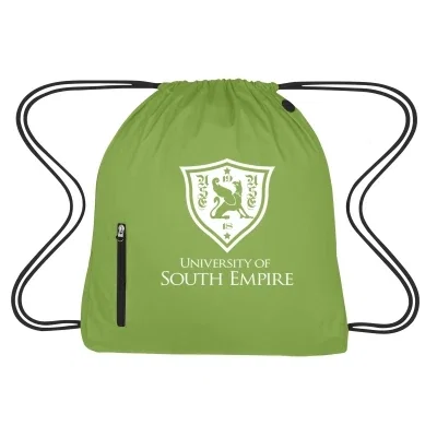 Wide 17 by 20 inch cinch bag seen from the front
