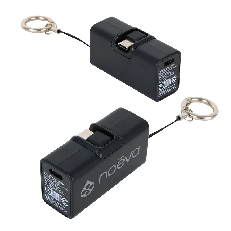 Back view of the branded Bijou power bank displaying its UL Listed markings