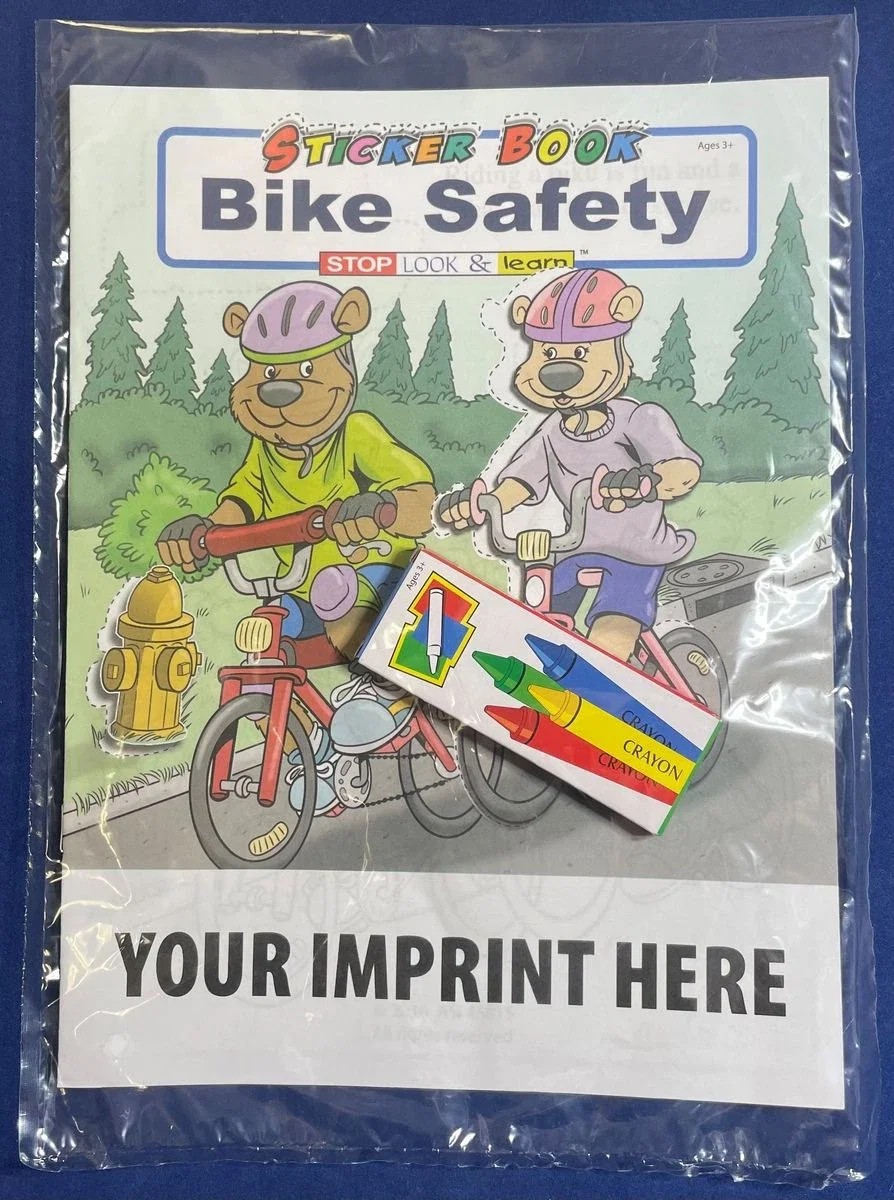 Bike Safety Sticker Book & Crayon Set for Kids
