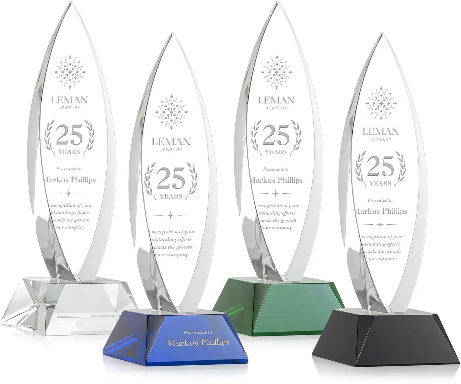 Custom Birchwood Teardrop Custom Crystal Award for employee recognition