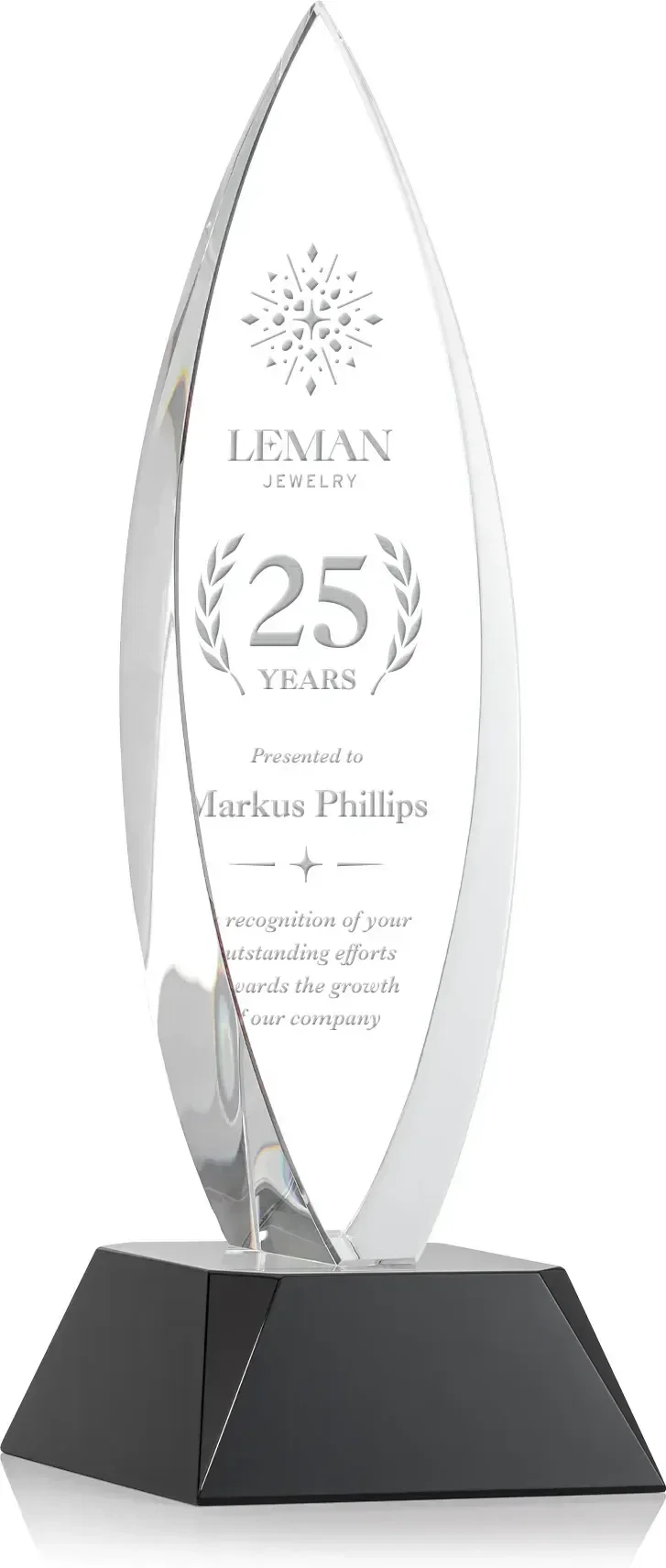 Birchwood Teardrop Custom Crystal Award — view 3