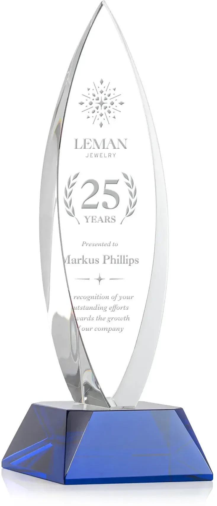 Birchwood Teardrop Custom Crystal Award — view 4