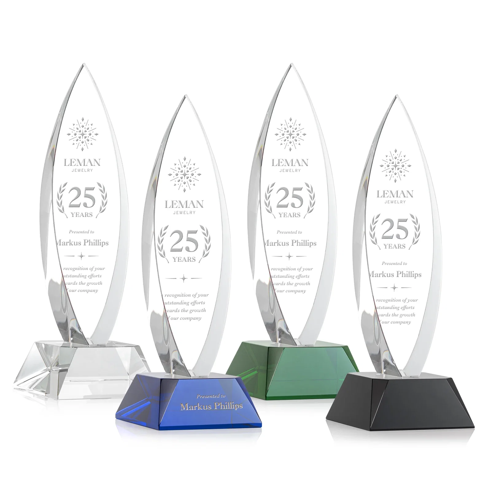 Custom Birchwood Teardrop Custom Crystal Award for team milestone celebrations