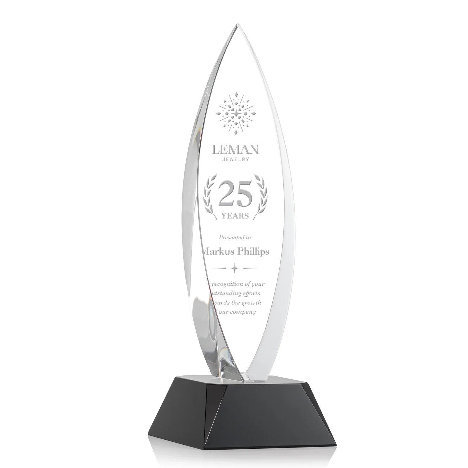 Custom Birchwood Teardrop Custom Crystal Award for graduation ceremonies