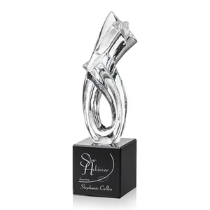 Optical Crystal Star Award With a Tall, Narrow Silhouette