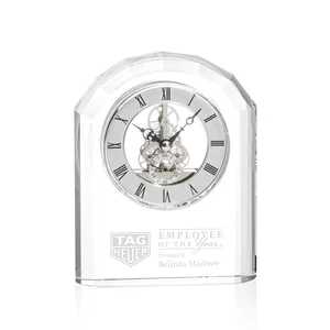 Curved Optical Crystal Desk Clock with Silver Face